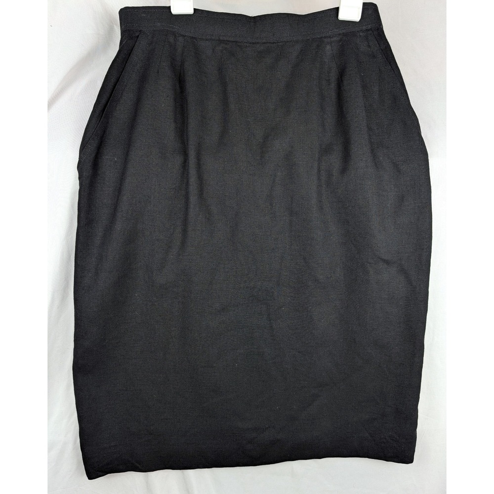 Vintage Evan-Picone Black Pencil Skirt High Waisted Textured Size 12